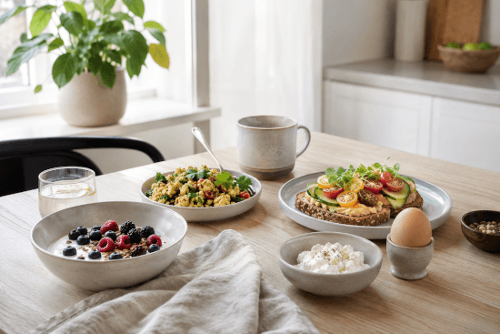 Lihaton proteiinipitoinen aamupala skandinaavisessa keittiössä